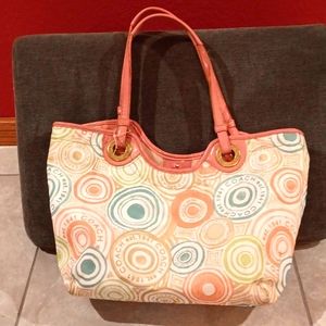 COACH pastel tote large bag🩵💛🩷